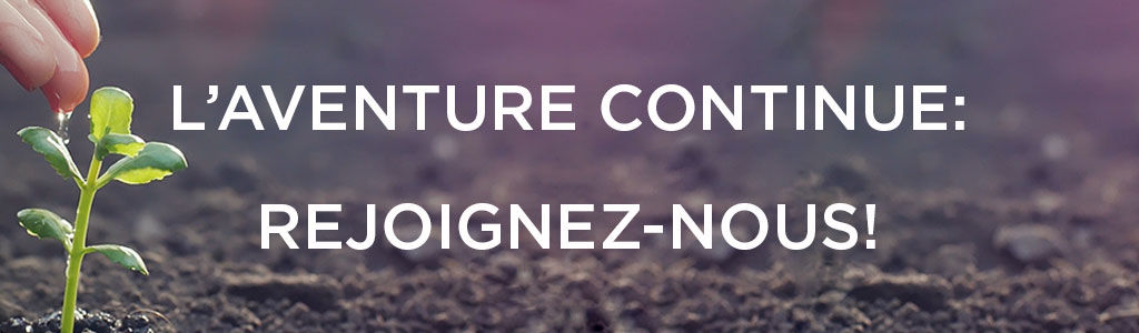 Ein Setzling mit dem Text The Journey goes on - sei dabei